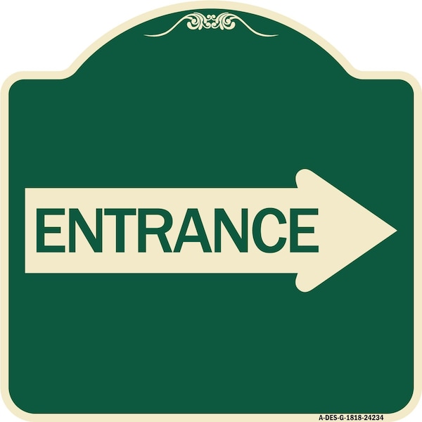 Right Arrow Entrance Heavy-Gauge Aluminum Architectural Sign, 18" H, G-1818-24234